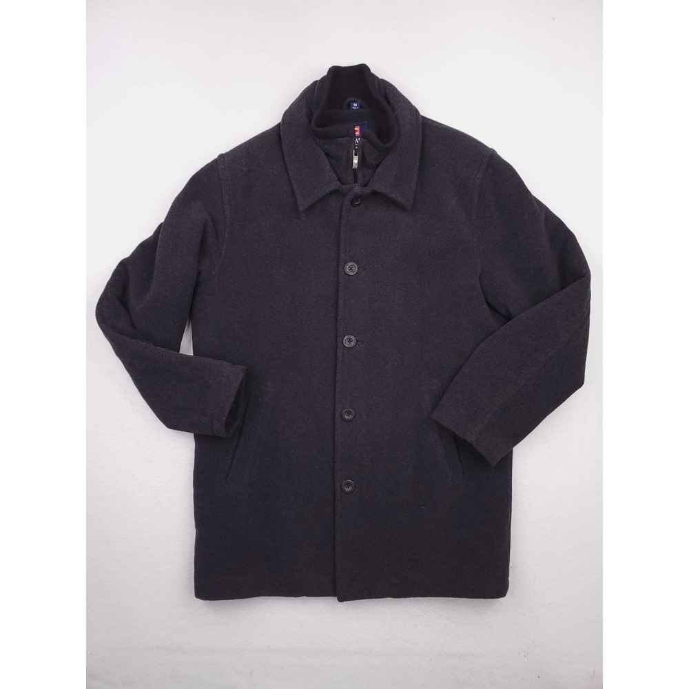 Chaps Coat Mens Medium Gray Wool Blend Peacoat Quilted Blanket Lined Insulated